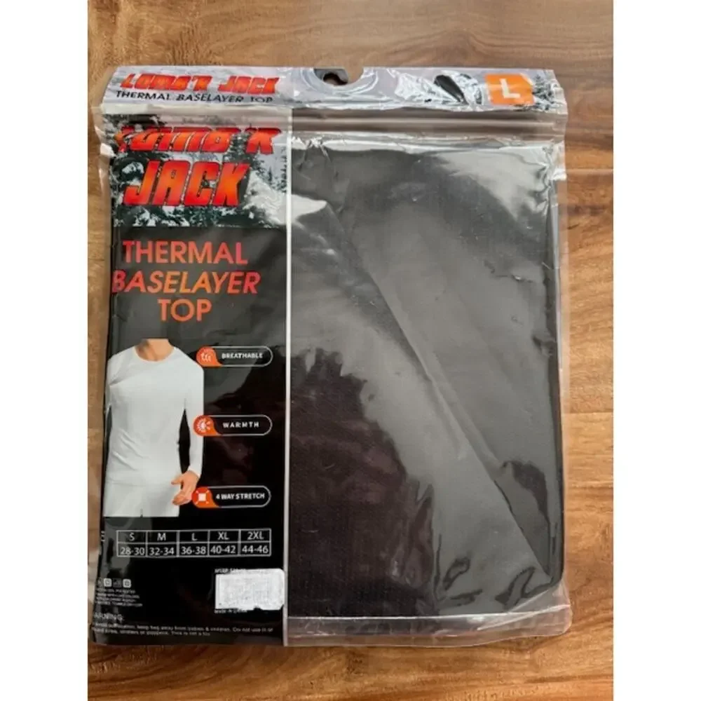 Lumb'r Jack NWT Men's Black Thermal Base Layer Waffle Knit Top- Size L